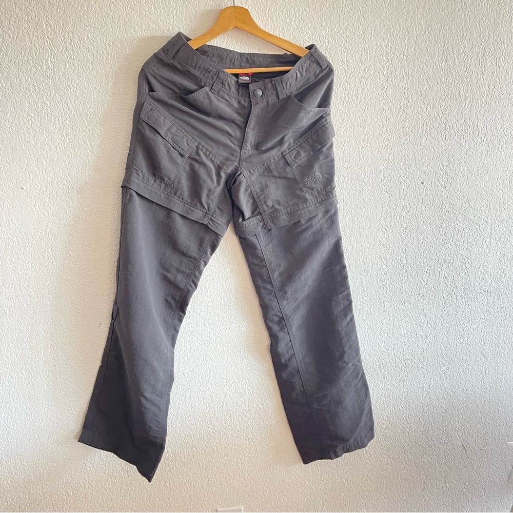 The North Face Convertible Hiking Cargo Pant Black Roll Tab Leg Nylon Size 8x30